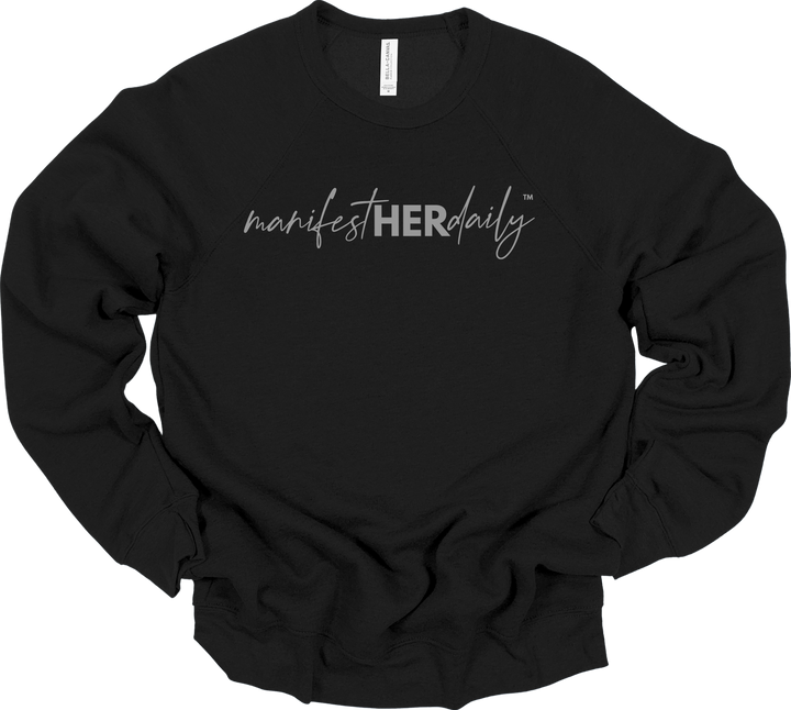 manifestHERdaily Script EMBROIDERED SWEATSHIRT